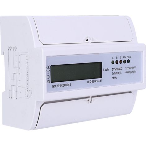 Compteur électrique numérique 3 phases 230/400V 5-100A, mesure consommation kWh avec écran LCD, monophasé triphasé, ampèremètre voltmètre, pour tableau électrique industriel (1/5)