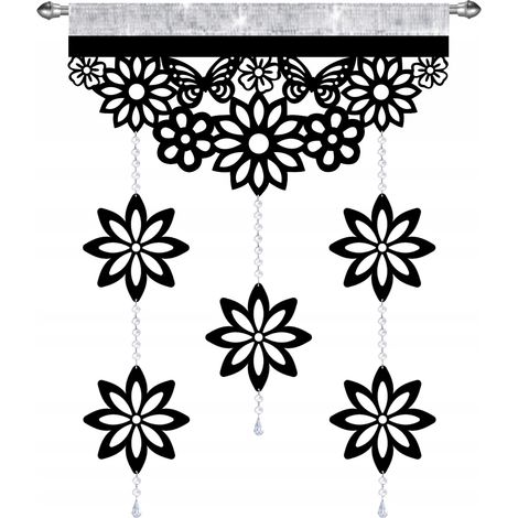 Moderner Vorhang mit Schmetterlings- und Blumenmuster und durchbrochenen Trägern GLAMOUR 60x95