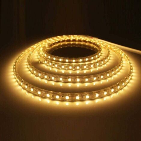 Ruban à LED avec Interrupteur 3M Bande LED 220V IP65 étanche Led Ruban Lumineuse, Blanc Chaud (1/5)