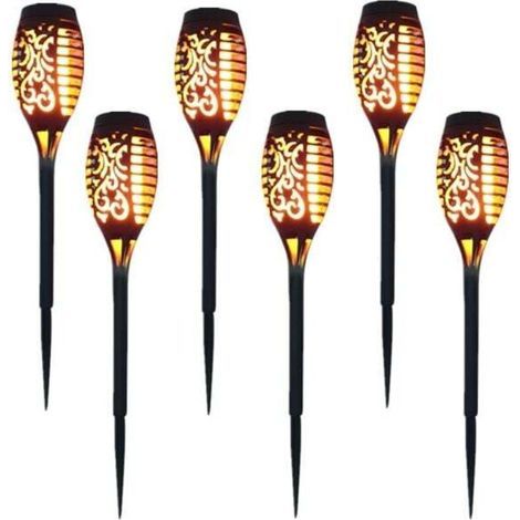 12 LED Solar Lights, 54cm, Outdoor Garden Decor with Flickering Light - 6 Pack (1/4)