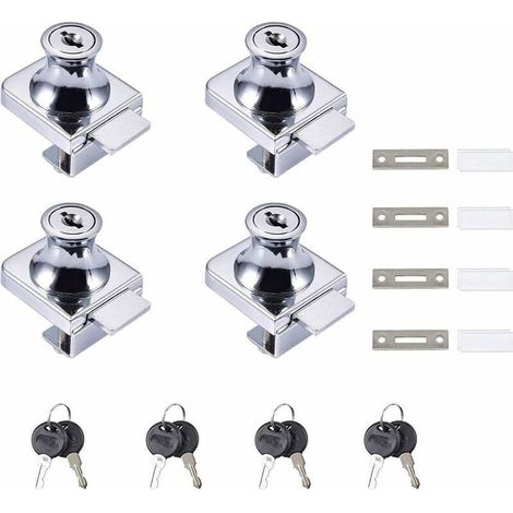 Serrure de porte en verre entièrement transparente, 4 verrous à came, verrou de sécurité pour porte vitrée d'armoire, pour porte en verre de 5 à 8 mm (0,2 à 0,31 pouce), sans perforation-AquaForge (1/5)