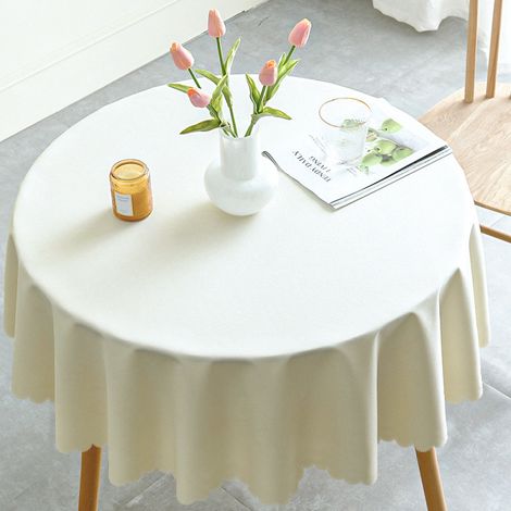 mantel redondo, efecto loto, poliéster resistente, lavable, para interior y jardín. (1/5)