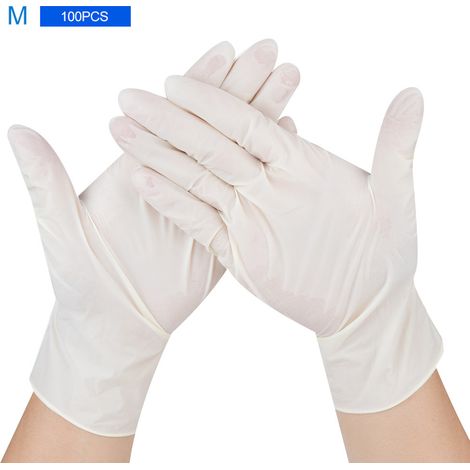 Gants Jetables - Latex - Antidérapants - Pour Peinture Tatouage Cosmétique Alimentaire - Taille M - 100 Pièces