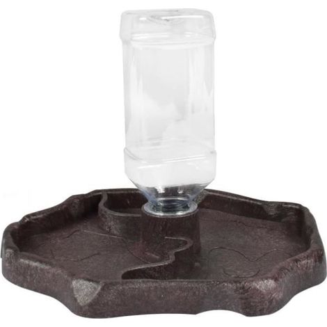 Distributeur d'eau pour Reptile, Abreuvoir Tortue, Mangeoire Gamelle Tortue Terrestre Distributeur 2 en 1 de Nourriture - Brun