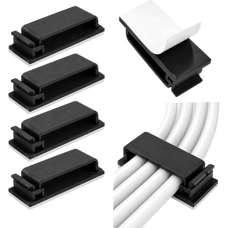 50 Pièces De Câble Adhésifs Pour Gestion De Fils,Cable Management Bureau,Organiseur Câbles Alimentation,Réseau,Fixation Sécurisée Sur Surfaces Lisses:Bois,Métal,Plâtre,Murs,Bureau,Noir (1/5)