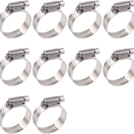 Colliers de Serrage Inox 304 Diamètre Réglable 21-38mm – Pour Fixation des Tuyaux 10 pièces 38mm (1/5)