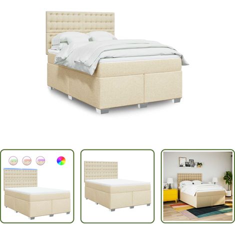 Matelas à ressorts ensachés - Sommier à lattes de lit avec matelas Crème 140x190 cm Tissu (1/5)