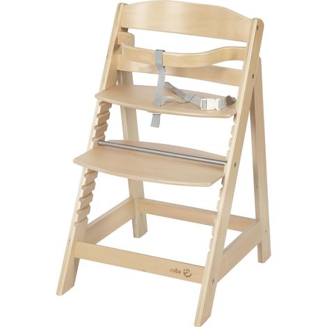 Chaise Haute Évolutive en Bois Naturel Sit Up III - Hauteur Réglable - de 6 Mois jusqu'à 50 kg - Chaise Bébé Résistante avec Barre de Sécurité (1/5)