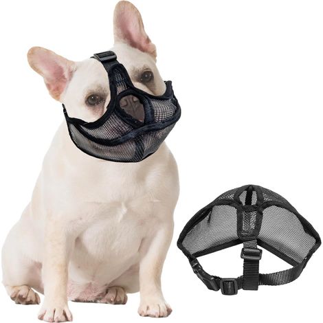 Muselière Anti-Morsure et Anti-Aboiement en Maille Respirante pour Chiens à Museau Court Bouledogue Caniche (1/5)