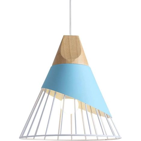 Suspension Plafonnier Métal E27 - Lampe Suspendue Industrielle Vintage Salon Cuisine Bureau - Moderne Pratique (Bleu)