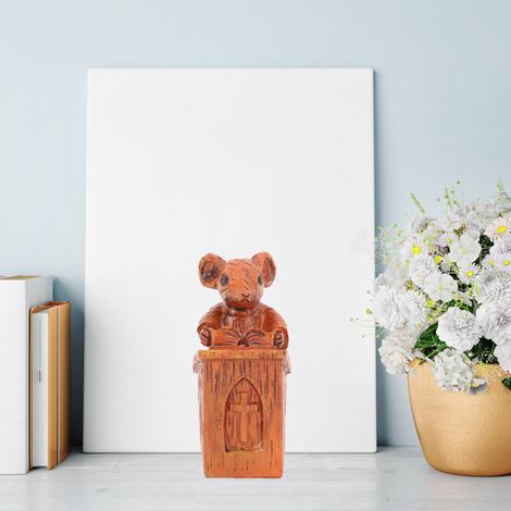 Estatua de ratón de iglesia, escultura de resina de fácil mantenimiento, marrón, 80 mm, para decoración. (1/5)