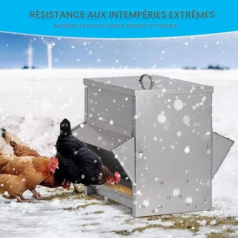 Metal Poultry Feeder Rainproof Outdoor Food Dispenser for Hens, Ducks, Geese, Poultry (1/4)