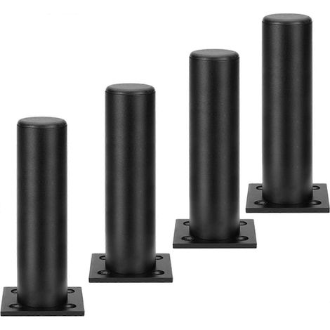 4 Metall-Möbelfüße, moderne runde Möbelfüße, verstellbare Sofabeine, Schrankfüße aus Aluminiumlegierung, DIY-Tischbeine (Schwarz, 6 cm/2,4 Zoll – 10 cm/3,9 Zoll)