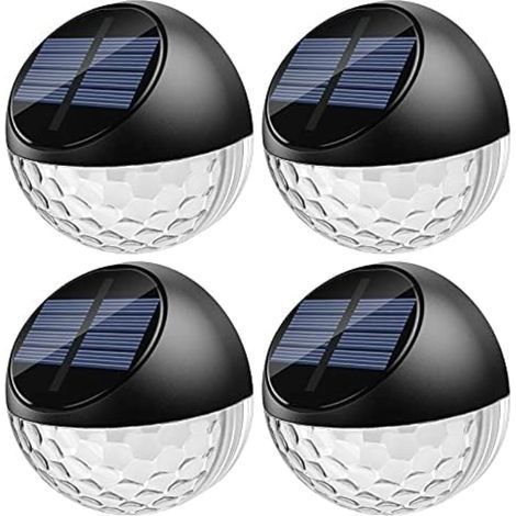Lot de 4 LED Lampes Solaire Applique Murale Extérieur IP65 Étanche Éclairage Décorative Lumière Blanc Chaud, Lampe de Clôture Mur Terrasse Jardin Porte d'entrée Escalier Cour Allée Chemin [Classe éner (1/5)