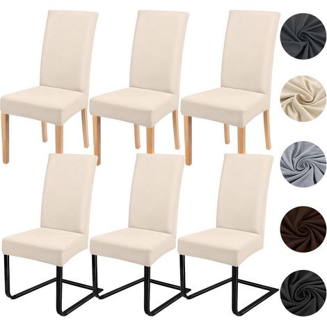 Stuhlhussen 6er Set für Schwingstühle, Stretch Husse, abnehmbar, waschbar, Beige (1/5)