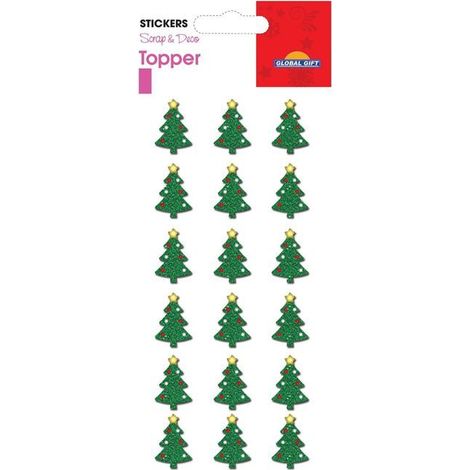Stickers Noël en relief - Sapins verts à paillettes