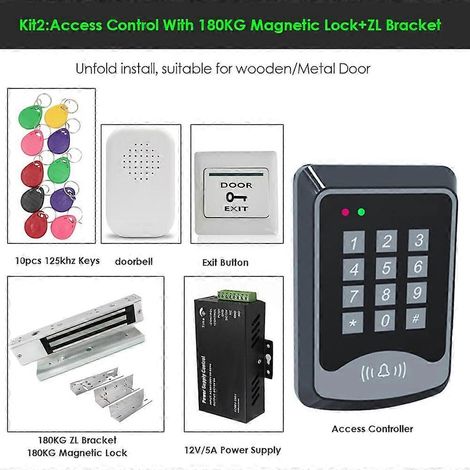Kit de contrôle d'accès RFID, comprenant clé, clavier, alimentation, serrure de porte, type électronique, kit de contrôle d'accès intelligent 180 kg 2 (1/5)