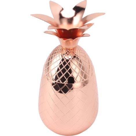 Ananasförmiger Cocktailshaker, polierter Edelstahl, glatte Oberfläche, 500 ml, roségoldene Farbe. (1/5)