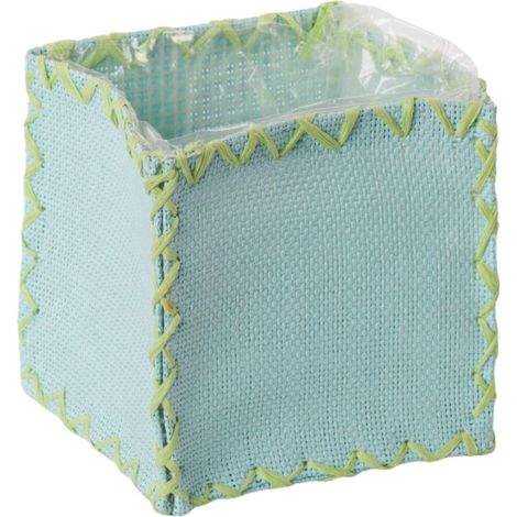 Cache-pot bleu clair en papier et PVC, 14 x 14 x H. 14 cm (lot de 10)