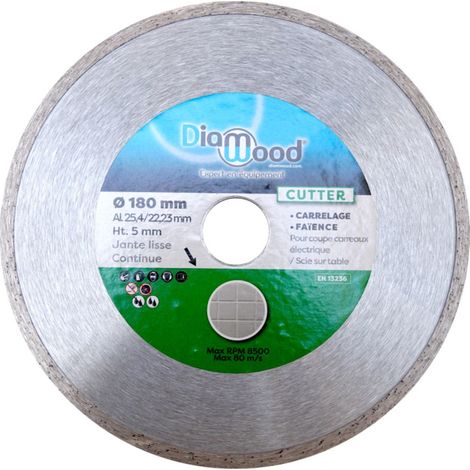 OMNIVOR - Disque Diamant Carrelage et Faïence pour Meuleuse Lame Diamantée à Tronçonner Découpe Parfaite et Professionnelle Diamètre 180 mm Alésage 25,4/22,23 mm Hauteur Jante 5 mm CUTTER