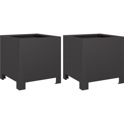 Maison Exclusive - Pflanzkübel 2 Stk. Schwarz 30x30x30 Stahl