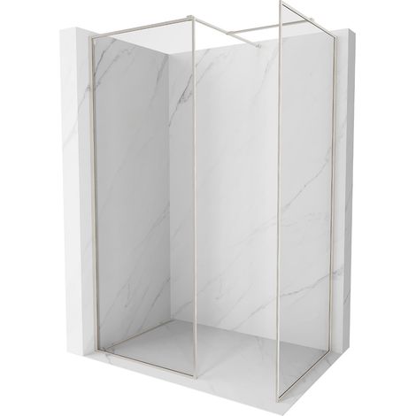Mexen Kioto-XF Duschwand Walk-in mit Rahmen 120x80 cm, transparent 10 mm, gebürsteter Nickel - 800-120-202-04-97-080-XF (1/5)