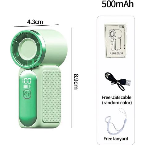 Ventilateur portable (vert) 16 °C avec refroidissement rapide, mini ventilateur rechargeable avec fonction fraîcheur au toucher (1/5)