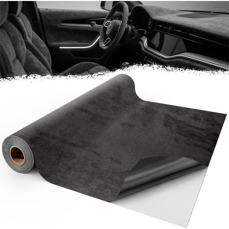 Tela adhesiva de microfibra para coche, para cabina, 50140 cm, gris oscuro, tela de gamuza autoadhesiva, revestimiento de techo autoadhesivo para bricolaje, interior del coche, salpicadero, muebles, j (1/5)