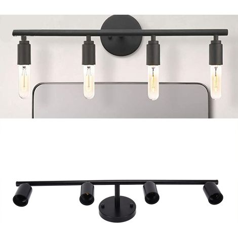 Applique murale en fer forgé noir à quatre têtes, style industriel rétro créatif et unique, culot E26/E27. Applique murale de style américain, norme européenne E27. (1/5)