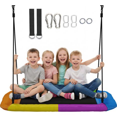 Höhenverstellbares Schaukelnest, belastbar bis 300 kg, mit verstellbaren Seilen für Kinder von 3 bis 8 Jahren, Maße 148 x 77 x 180 cm, mehrfarbig