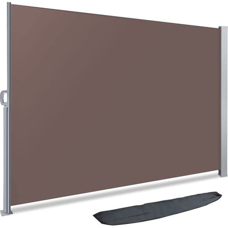 Paravent extérieur avec Housse de Protection – 140x300 cm Auvent rétractable 1m40x3m Brise Vue rétractable pour Jardin, Balcon, terrasse Store latéral Vertical Marron (1/5)