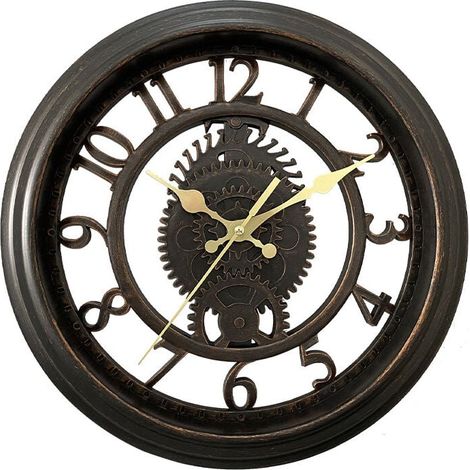 11" Vintage Wall Clock - Black, Creative Skeleton Wall Clock, Round Bright Living Room Wall Clock, Luxury Style MUMU (1/4)