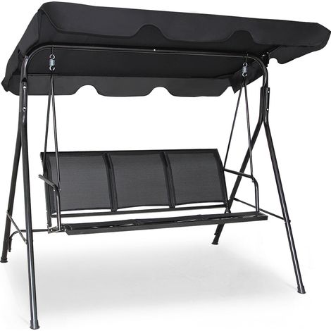 Altalena da giardino a 3 posti 173 x 119 x 152 cm con tettuccio regolabile atmosfera accogliente stile moderno acciaio nero 200010512