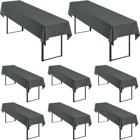 8er Set Biertischdecken Anthrazit 250x100cm, waschbar & knitterfrei