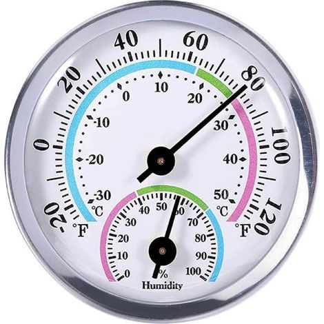 Termómetro e higrómetro analógico 2 en 1, mini termómetro de 5,7 cm, termómetro e higrómetro para interiores, monitor de humedad para invernadero, hogar y oficina. (1/5)