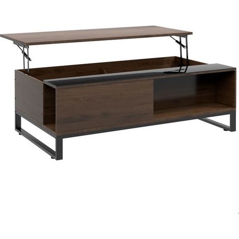 Table salle à manger 100x60x40, gain d'espace Table à manger, plateau relevable, rangement intégré, structure métal robuste (1/5)