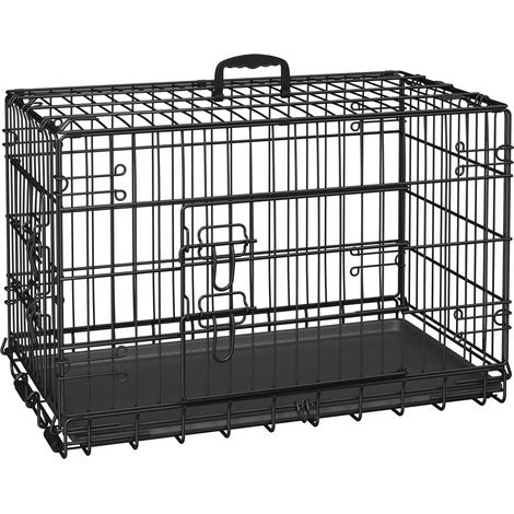 Yaheetech – Cage pour chien pliable en métal – 76x45x51 cm – Double porte verrouillable – Plateau amovible – Niche intérieure et extérieure