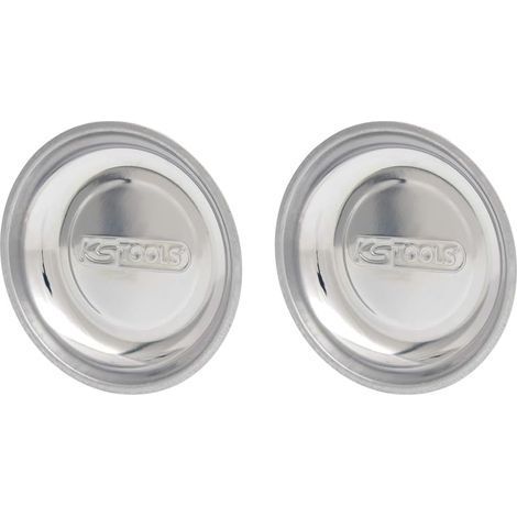 Lot de 2 Soucoupe magnétique 150mm Inox poli, Aimant gainé caoutchouc, Pour vis et pièces métalliques (1/5)