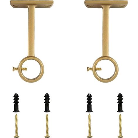 2 supports de tringle à rideaux, fixation de tringle à rideaux, support de tringle à rideaux mural et plafond, doré