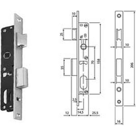 1PZ SERRATURA DA INFILARE PER MONTANTI CILINDRO OVALE CATEN. E SCROCCO N92000 - MM.14,5 (N9200015080)