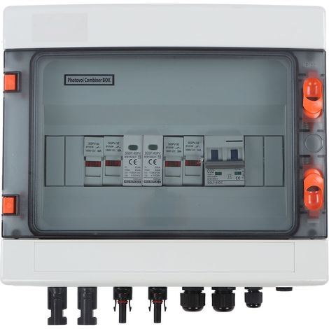 Boîtier de raccordement solaire 2 entrées 1 sortie 1000V 32A IP65 étanche pour système de panneaux extérieur, coffret de jonction photovoltaïque robuste (1/5)