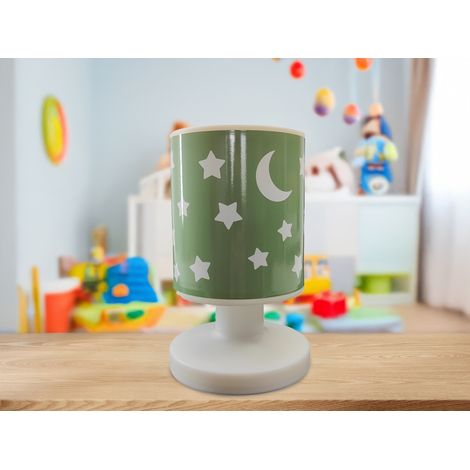 LED Akku Tischleuchte Salbeigrün mit Mond & Sternen per USB aufladbar, Höhe 20cm (1/5)