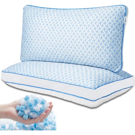 Klyvvo Oreiller mémoire de forme Gel – Oreiller 40x80 lot de 2 - cervical à Soulager la douleur - coussin respirant confortable - régulation thermique bi-face - avec housse amovible lavable - idéal po