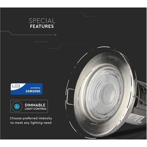 Faretto Led da Incasso Dimmerabile 5W 6400K Colore Nichel Satinato IP65 Resistente al Fuoco Senza Driver SKU-8179