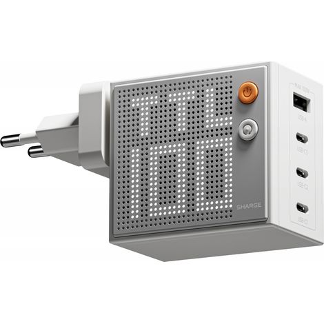 SHARGE Pixel 100W Weißes GaN-Wandladegerät mit 4 USB-C-Anschlüssen für Laptops und MacBooks