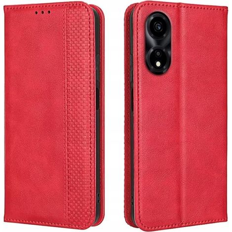 Custodia a libro rossa con patta e portafoglio magnetico per Honor X5 Plus da 6,56 pollici. (1/2)