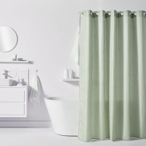 Rideau de douche gauffré - Green - Polyester - 180 x 200 cm - 12 crochets - UTILITY - TODAY (1/3)