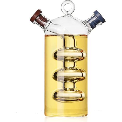 Bouteille En Verre Pour Huile D Olive - Support 2 En 1 Huile Et Vinaigre - En Verre Borosilicaté - Pour Cuisine Maison Et Professionnelle - Lot De 1 (1/5)