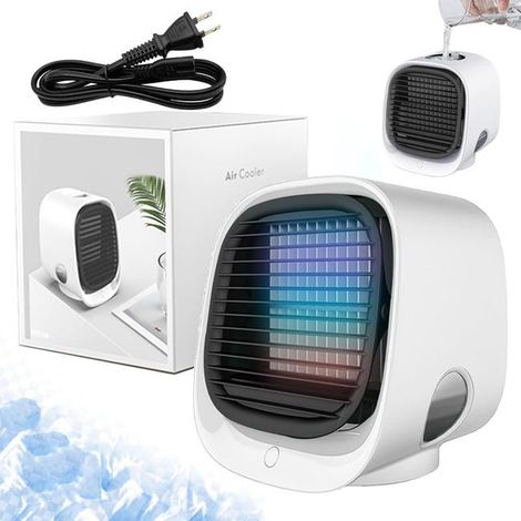 Blanc,Climatiseur, refroidisseur d'air, climatiseurs portables avec veilleuse, refroidisseur d'air personnel anti-fuite à 3 vitesses for voiture, cam (1/5)