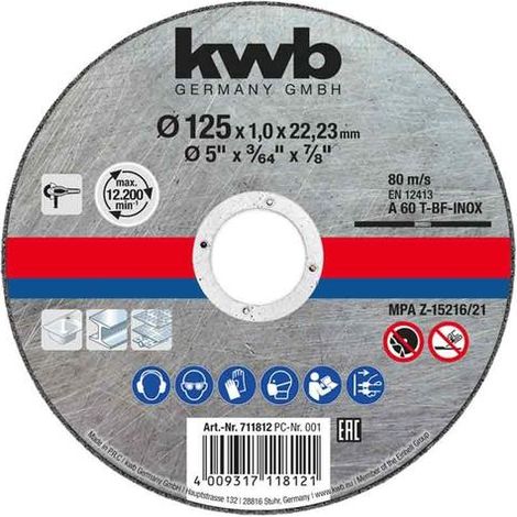 KWB disc corte inox/metal 125x1mm 49711812 , Disco Corte Inox/Metal 125X1Mm Eco de la marca Einhell.